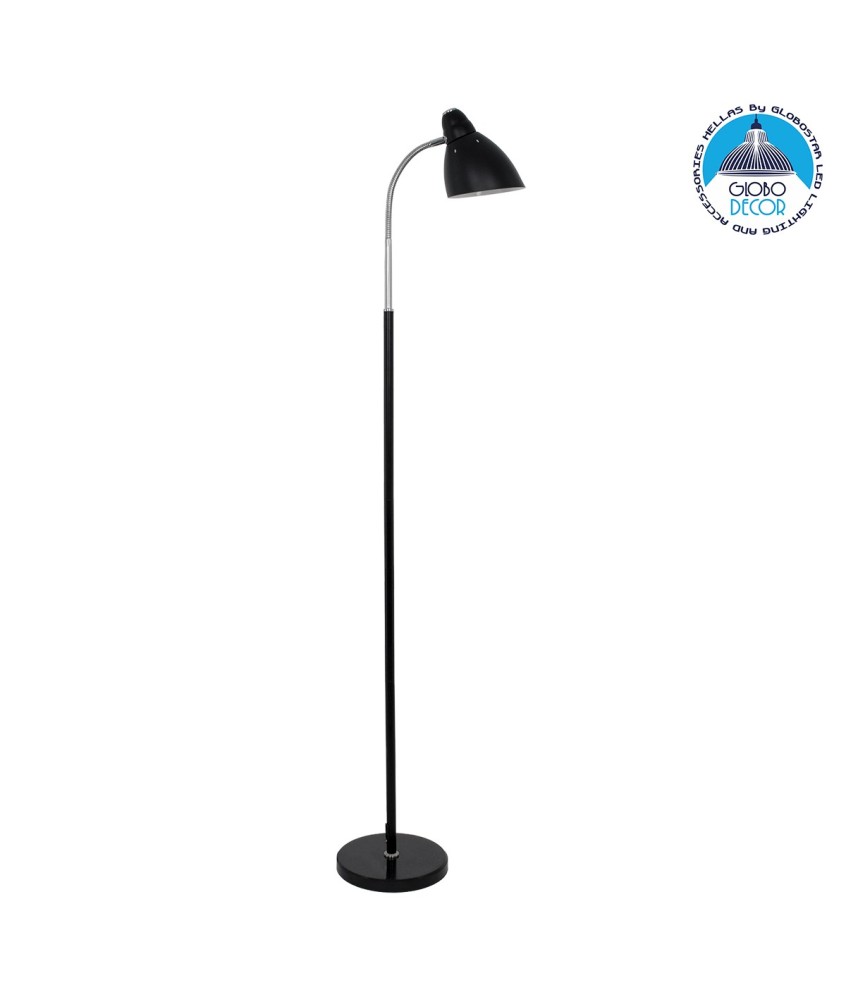 GLOBOSTAR® VERSA 00830 Μοντέρνο Επιδαπέδιο Φωτιστικό με Ντουί 1 x E27 AC 220-240V IP20 - Μαύρο & Χρώμιο - Μ14.5 x Π14.5 x Υ155cm